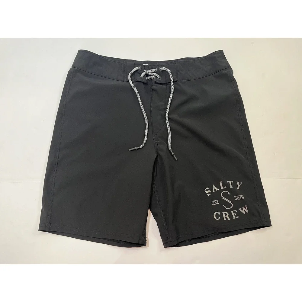 Salty Crew Boardshorts Mens 30 Black 4-Way Stretch Surf Swim Shorts
